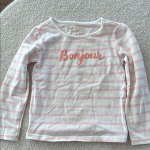 Bonjour Pink Striped Kids Shirt